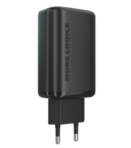 Сетевое зарядное устройство MORE CHOICE (4610196409646) NC79 1USB+2Type-C 3.0A PD 65W быстрая зарядка черный