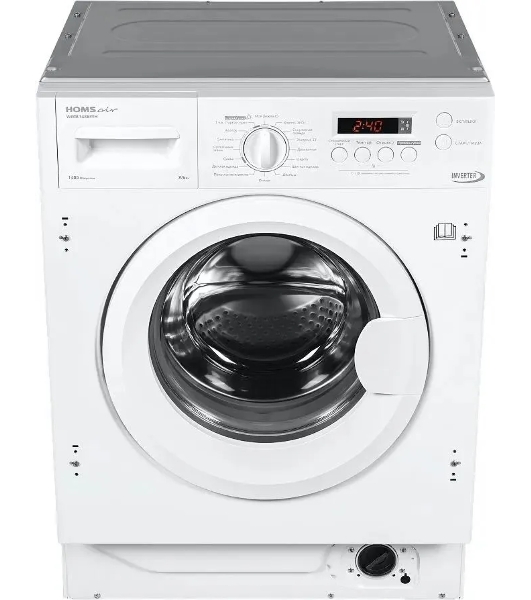 Встраиваемая стиральная машина HOMSair WMB1486WH белый, загрузка фронтальная 8 кг, 6 кг - сушка, 1400 об/мин, класс: A
