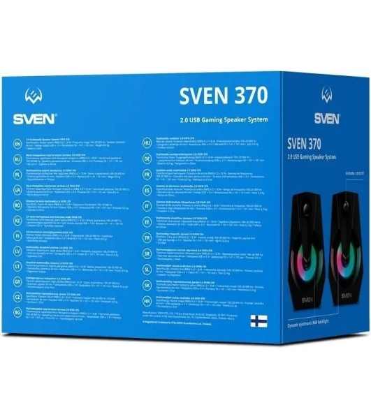 Акустическая система SVEN 370 2.0 черные (2x2W, USB, RGb подсветка)