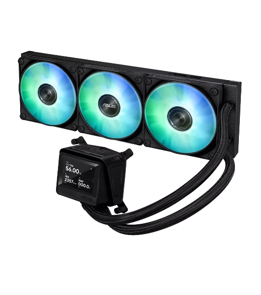 Жидкостная система охлаждения ASUS MAX GAMING LC 360 ARGB LCD черный, алюминий/медь, 2500 об/мин, 35.5 дБ, 4 pin