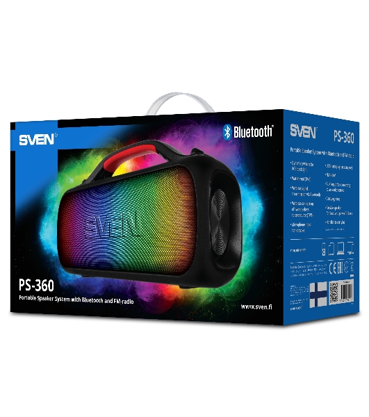 Мобильные колонки SVEN PS-360 2.0 черные 2x12W Bluetooth