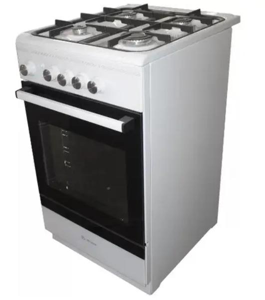 Плита газовая De Luxe 506040.24Г ЧР белый, конфорок 4 шт, духовка 54 л, 50 см x 85 см x 60 см