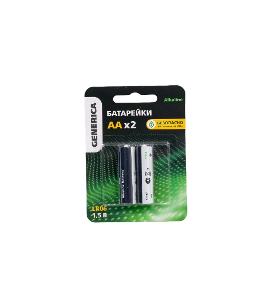 Батарейка щелочная Alkaline LR06/AA (2шт/блистер) GENERICA