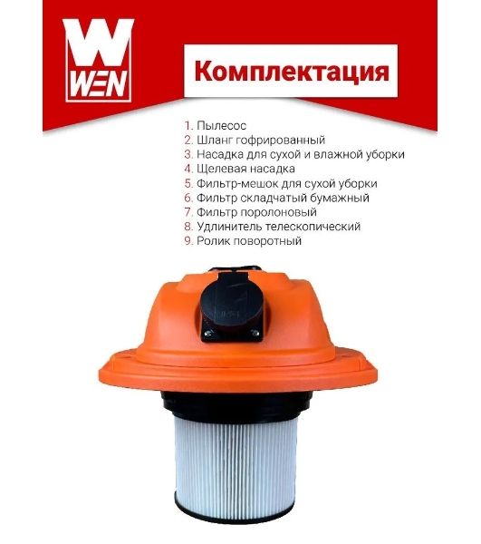 Пылесос строительный WEN BVC20-1 00-00025093