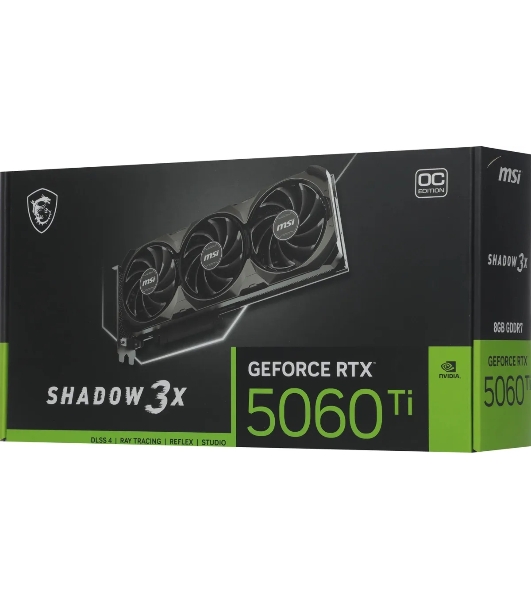 Видеокарта MSI RTX 5060Ti SHADOW 3X OC CLASSIC 8Gb GDDR7 128bit 3xDP HDMI 3FAN RTL