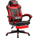 Кресло Defender CRUISER BLACK/RED черный/красный, экокожа, подставка для ног, фото 1