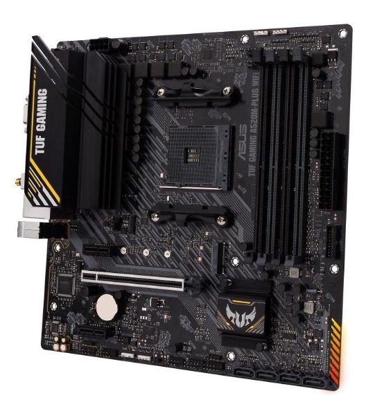 Материнская плата ASUS TUF GAMING A520M-PLUS WIFI, AM4, AMD A520, 4xDDR4, 4xSATA, 1xM.2, 1xPCIe 3.0 x16, 2xPCIe x1, 1xVGA, 1xHDMI, 1xDP, 1x 1Gb LAN, 2xUSB-A 3.2 Gen 1, 2xUSB-A 2.0, 3x3.5 мм, 7.1, mATX
