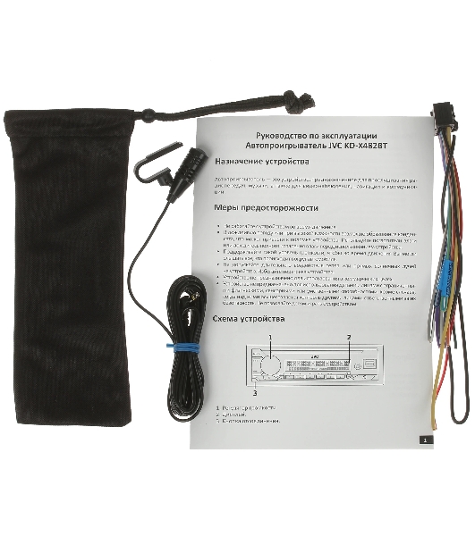 Автомагнитола JVC KD-X482BT, 1 DIN, Bluetooth, USB Type-A, AUX, съёмная панель