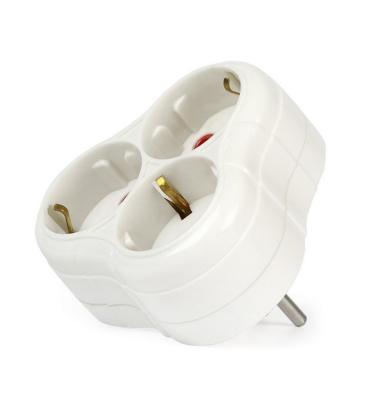 Тройник Smartbuy (SBE-16-A01-3z) 3 гнезда с заземлением круглый белый 16А 250В