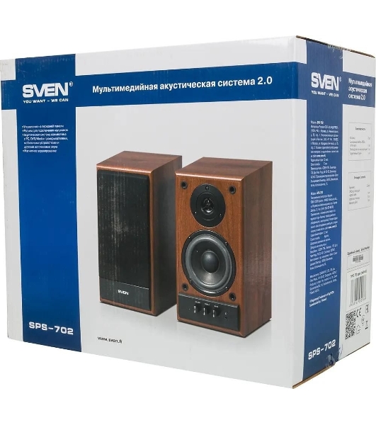 Акустическая система SVEN SPS-702 2.0 коричневый/орех 40Вт