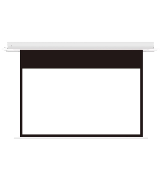 Встраиваемый экран с электроприводом Lumien Master Recessed Control 128х221 см (раб.область 120х213 см) (96') Matte White черная кайма по периметру, черная кайма сверху 53 см, триггер, RS232, IR, RF управл. в комплекте, цвет корпуса белый 16:9