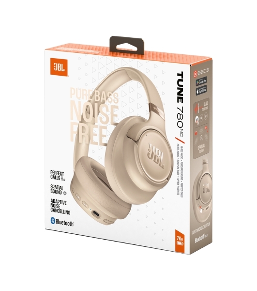 Беспроводные/проводные наушники JBL Tune 780NC бежевый, полноразмерные, Bluetooth + проводной, адаптивное шумоподавление