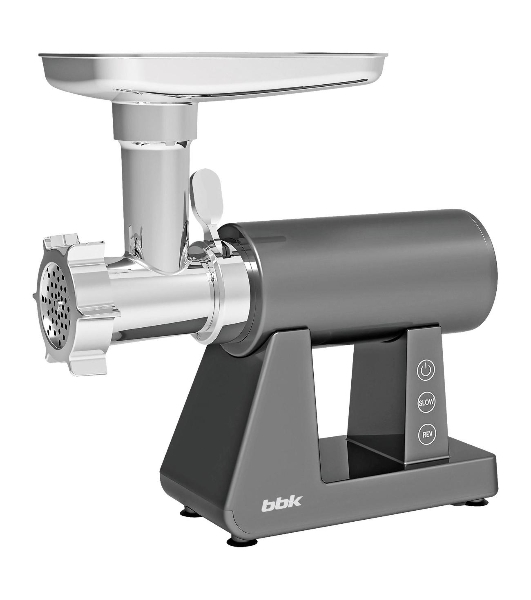 Мясорубка электрическая BBK MG3002 серый, 2500 Вт, 2.5 кг/мин, реверс, защита от перегрузки, металлический лоток, насадки - 7
