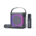 Переносная караоке система TRS2406 iconBIT K702B Колонка 10Вт, 2 микрофона Bluetooth, подсвктка, с аккумулятор в колонке 1500mAh и микрофонах, 16*12*16.7 CM, черный, фото2