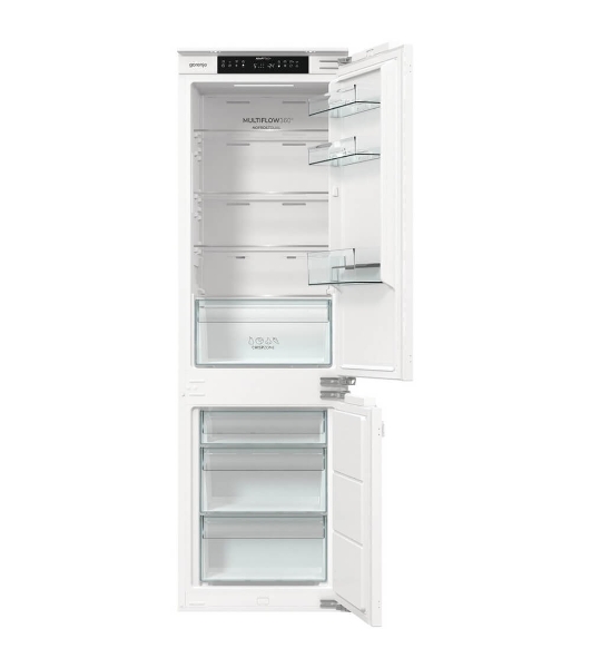 Встраиваемый холодильник Gorenje NRKI517142, полезный объем 243 л, электронное управление, цифровой дисплей, автоматическое размораживание No Frost, быстрое замораживание, интенсивное охлаждение, зона свежести с контролем влажности, слайдерное крепление, энергоэффективность А+