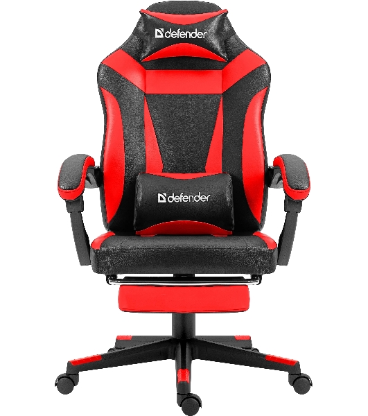 Кресло Defender CRUISER BLACK/RED черный/красный, экокожа, подставка для ног