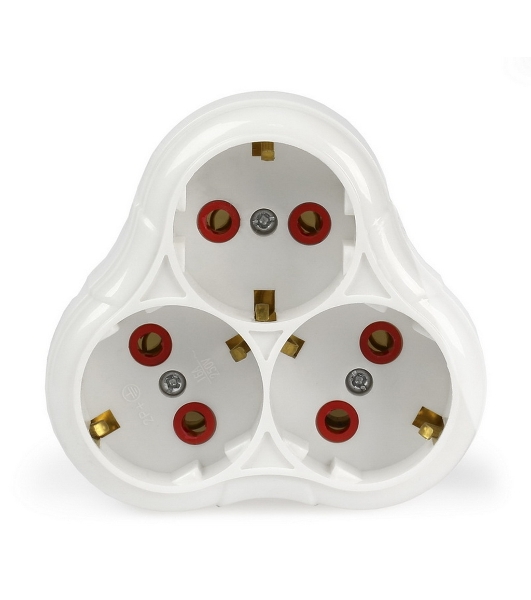 Тройник Smartbuy (SBE-16-A01-3z) 3 гнезда с заземлением круглый белый 16А 250В