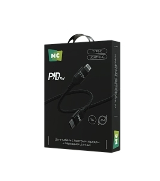 Кабель MORE CHOICE (4620202554178) K69ia 2м USB 3.0A PD 27W для Lightning ng 8-pin Type-C - 2м, черный