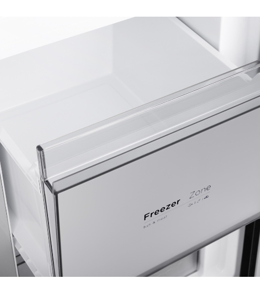 Холодильник Maunfeld MFF192NFB01 Inverter черный стекло трехкамерный 334/184л морозилка снизу, No Frost, Side by Side