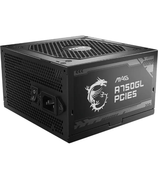Блок питания MSI ATX 750W MAG A750GL PCIE5 Gen.5 80 PLUS gold (20+4pin) APFC 120мм fan 8xSATA Cab Manag RTL