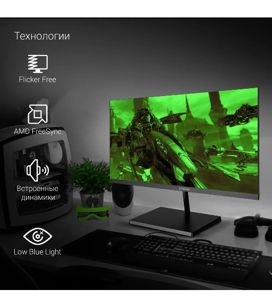 Монитор 21.5' Digma Progress 22A501F VA 1920x1080, 100 Гц, 5 мс, 16:9, 250 кд/м2, 1xHDMI, 1xDP, черный