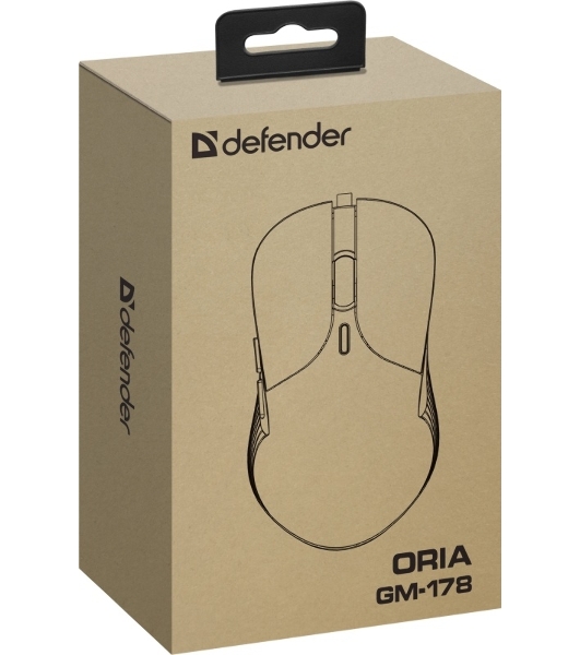 Мышь проводная Defender Oria GM-178 черный, 3600 dpi, USB, кнопки - 6