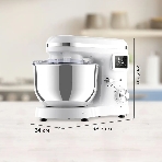 Планетарный миксер BQ MX640 White. Максимальная мощность 1600 Вт/Чаша из нержавеющей стали 6 л/Функция ферментации/Подогрев чаши до 40'C/Электронное управление/Металлические насадки в комплекте/Металлические шестерни/Двойная защита: от перегрева, от перегрузки/Защтная крышка от брызг/LED подсветка/Длина сетевого шнура 1 м', фото5