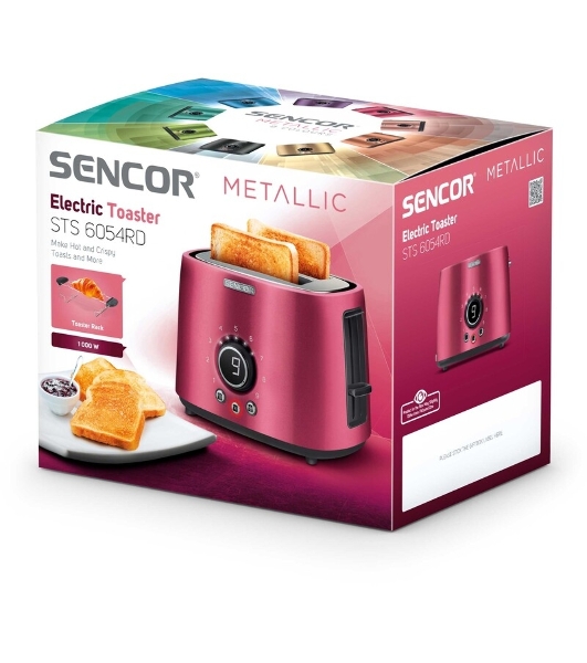 Тостер Sencor STS 6054RD красный, 1000 Вт, 2 слота