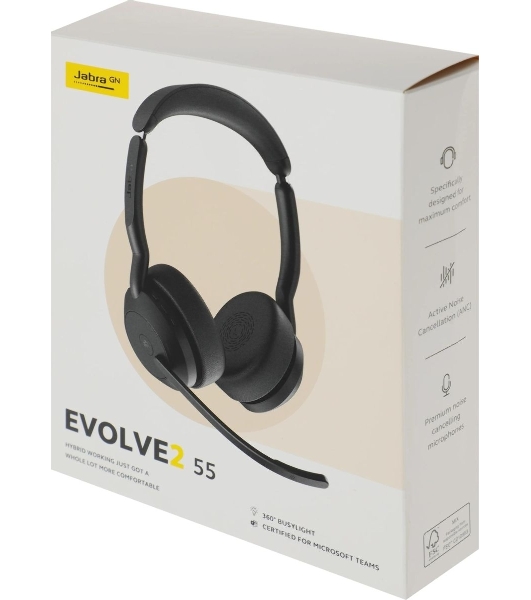 Гарнитура Jabra Evolve2 55 чёрный, беспроводная, Bluetooth, до 18 ч