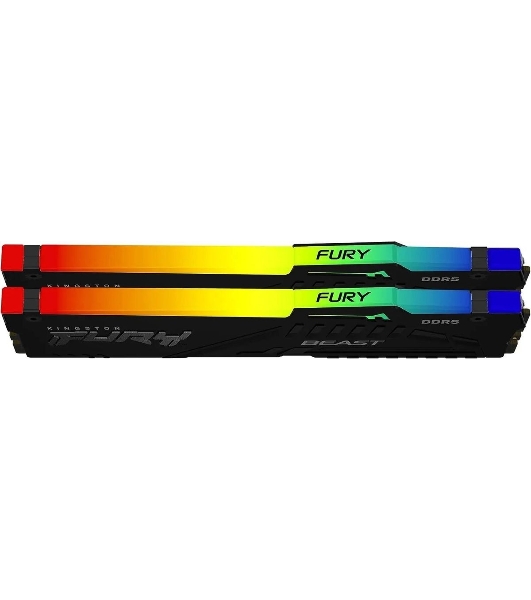 Оперативная память Kingston Fury Beast, DDR5, 32Gb (2x16 Gb), 6400 MHz, CL32, радиатор, RGB, черный
