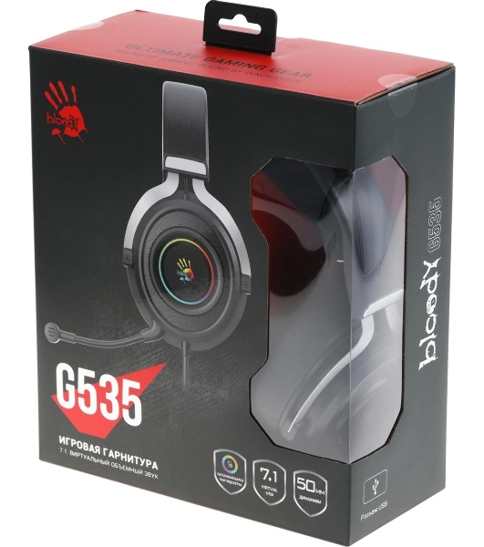 Гарнитура Bloody G535 чёрный/серебристый, проводная, подсветка