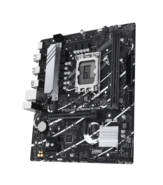 Материнская плата ASUS PRIME B760M-R D4, LGA 1700, Intel B760, 2xDDR4, 4xSATA, 2xM.2, 1xPCIe 4.0 x16, 1xPCIe x1, 1xHDMI, 1x 2.5Gb LAN, 4xUSB-A 2.0, 4xUSB-A 3.2 Gen 1, 3x3.5 мм, 7.1, mATX