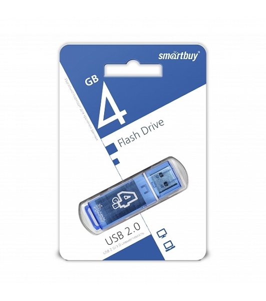Флешка USB Smartbuy Glossy series Blue (SB4GbGS-B), 4Gb, USB 2.0, R/W 25/15, синий