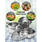 Мантоварка-пароварка WEBBER BE-082 7 л, 24 см, нержавеющая сталь, с крышкой, 4 ярусная, фото2