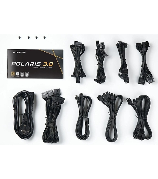 Блок питания Chieftec Polaris 3.0 PPS-1250FC-A3, 1250Вт, 80 PLUS Gold, 135мм, модульный, черный
