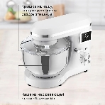 Планетарный миксер BQ MX640 White. Максимальная мощность 1600 Вт/Чаша из нержавеющей стали 6 л/Функция ферментации/Подогрев чаши до 40'C/Электронное управление/Металлические насадки в комплекте/Металлические шестерни/Двойная защита: от перегрева, от перегрузки/Защтная крышка от брызг/LED подсветка/Длина сетевого шнура 1 м', фото8
