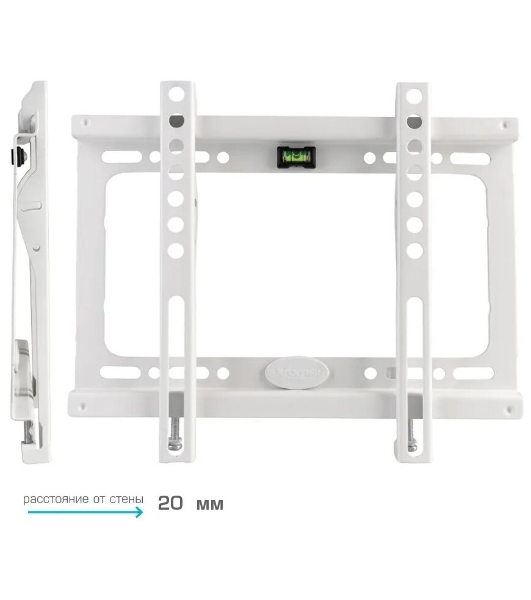 Кронштейн Kromax IDEAL-5 White, 15'-47', max 40 кг, настенный, VESA 200x200 мм, тонкий профиль