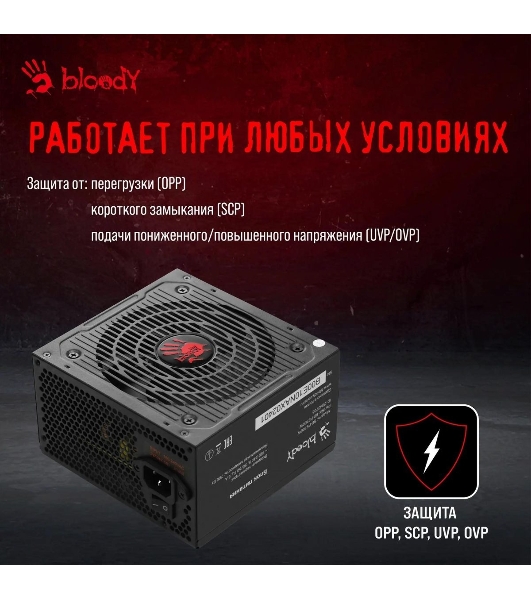 Блок питания Bloody BD-PS700W, 700Вт, 80 PLUS WHITE, 120мм, черный