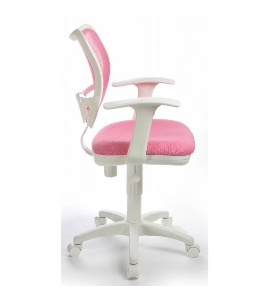 Кресло компьютерное Бюрократ CH-W797/PK/TW-13A TW-13A розовый, спинка сетка, сиденье розовый, колеса белый/розовый, пластик белый