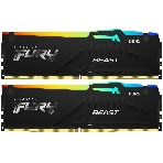 Оперативная память Kingston Fury Beast, DDR5, 32Gb (2x16 Gb), 6400 MHz, CL32, радиатор, RGB, черный, фото 1