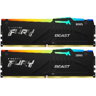 Оперативная память Kingston Fury Beast, DDR5, 32Gb (2x16 Gb), 6400 MHz, CL32, радиатор, RGB, черный