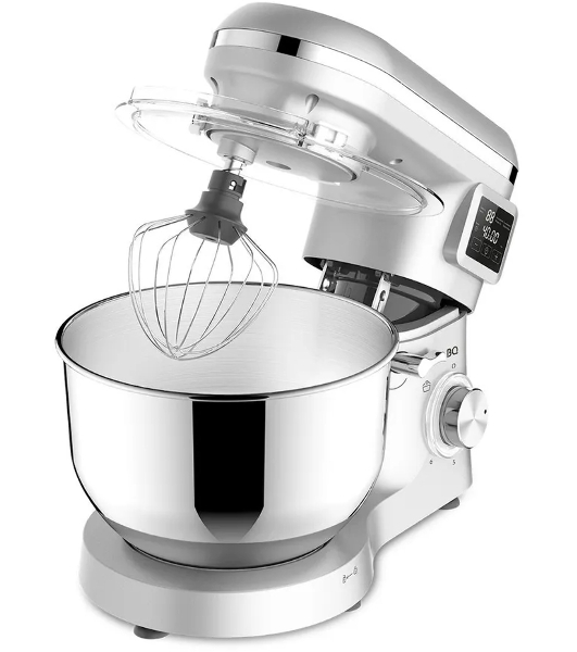 Планетарный миксер BQ MX640 White. Максимальная мощность 1600 Вт/Чаша из нержавеющей стали 6 л/Функция ферментации/Подогрев чаши до 40'C/Электронное управление/Металлические насадки в комплекте/Металлические шестерни/Двойная защита: от перегрева, от перегрузки/Защтная крышка от брызг/LED подсветка/Длина сетевого шнура 1 м'
