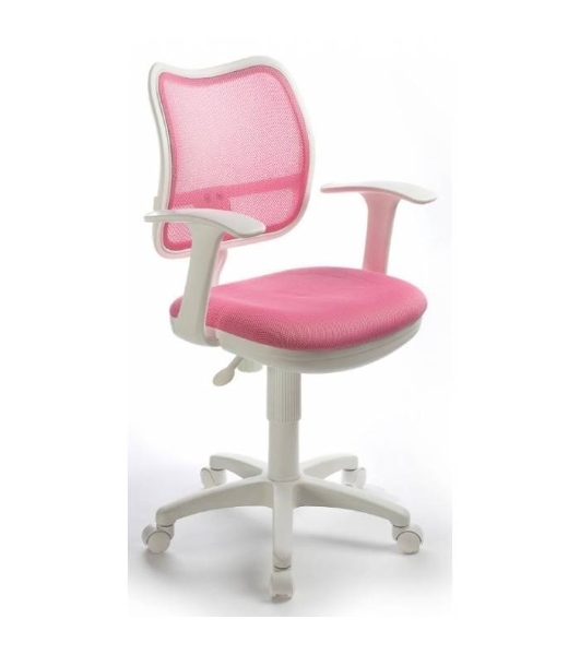 Кресло компьютерное Бюрократ CH-W797/PK/TW-13A TW-13A розовый, спинка сетка, сиденье розовый, колеса белый/розовый, пластик белый