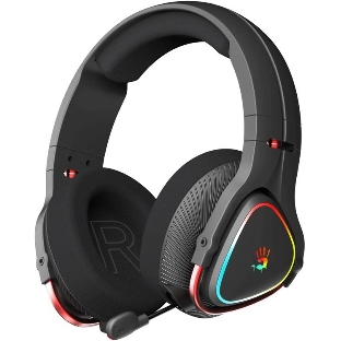 Гарнитура Bloody MR710 чёрный, беспроводная + проводная, Bluetooth, до 44 ч, подсветка