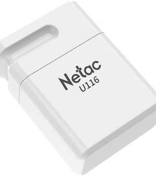 Флешка USB Netac U116 mini (NT03U116N-032G-32WH USB), 32Gb, USB 3.2, R/W 90/30, белый