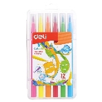Фломастеры Deli EC10304 Color Emotion кисть, смываемые, 12 цветов, пластиковый пенал (12шт), фото 1