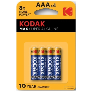 Батарейки Kodak LR03-4BL MAX SUPER Alkaline K3A-4 (40/200/32000)