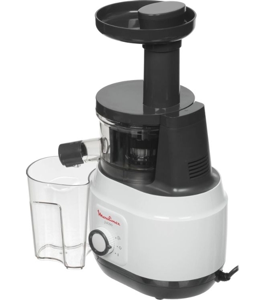 Соковыжималка Moulinex ZU150110 белый/черный, шнековая вертикальная, 150 Вт, 800 мл, электронное, реверс