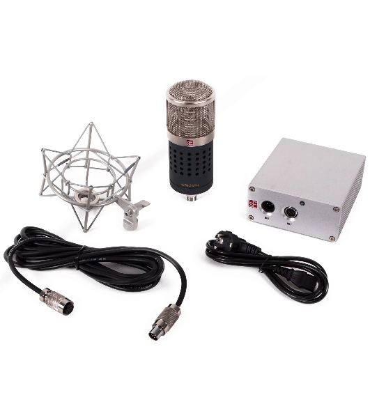 Микрофон конденсаторный sE Electronics [GEMINI II] двухламповый, 20 Гц - 20 кГц, кардиоида, в комплекте: держатель 'паук', блок питания со шнуром, микрофонный кабель, металлический и деревянный кейсы.