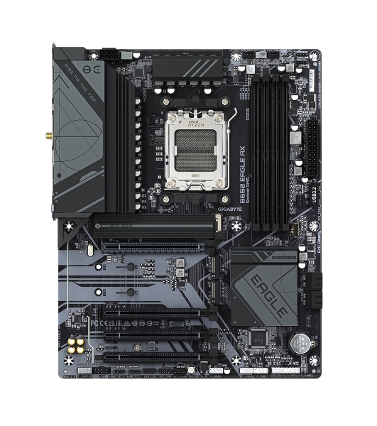 Материнская плата GIGABYTE B650 EAGLE AX (V1.1), AM5, AMD B650, 4xDDR5, 4xSATA, 3xM.2, 1xPCI-E 4.0 x16, 3xPCI-E 3.0 x1, 1xHDMI, 1xDP, 1x 1Gb LAN, 2xUSB 3.2 Gen 2, 1xUSB 3.2 Gen 1, 6xUSB 2.0, 3x3.5 мм, 7.1, Standard-ATX